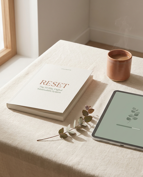 RESET guide open on a calm desk